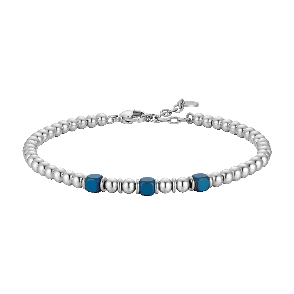 BRACCIALE UOMO IN ACCIAIO CON ELEMENTI IN EMATITE BLU