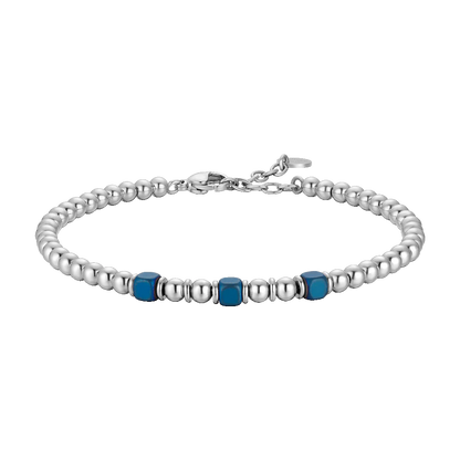BRACCIALE UOMO IN ACCIAIO CON ELEMENTI IN EMATITE BLU