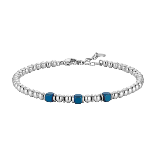 BRACCIALE UOMO IN ACCIAIO CON ELEMENTI IN EMATITE BLU
