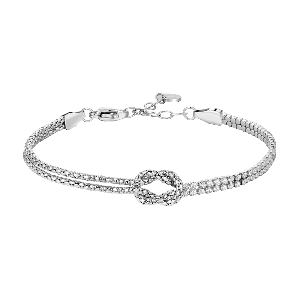 BRACCIALE UOMO IN ACCIAIO CON NODO E ZIRCONI BIANCHI