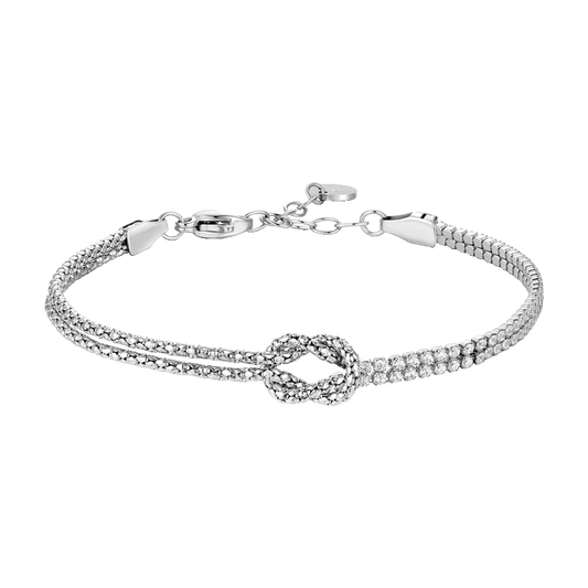 BRACCIALE UOMO IN ACCIAIO CON NODO E ZIRCONI BIANCHI