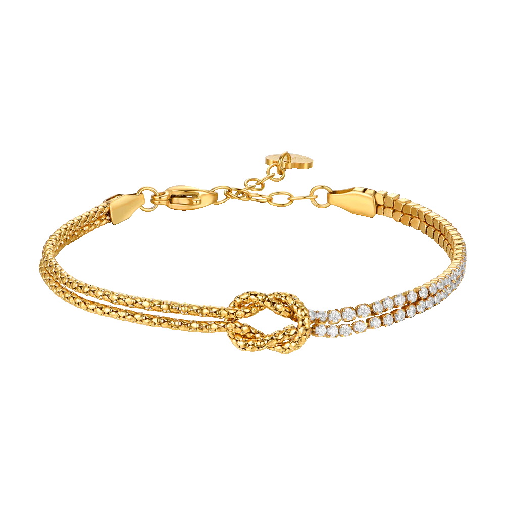 BRACCIALE DONNA IN ACCIAIO IP GOLD CON NODO E ZIRCONI BIANCHI