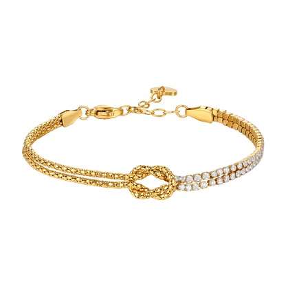 BRACCIALE DONNA IN ACCIAIO IP GOLD CON NODO E ZIRCONI BIANCHI