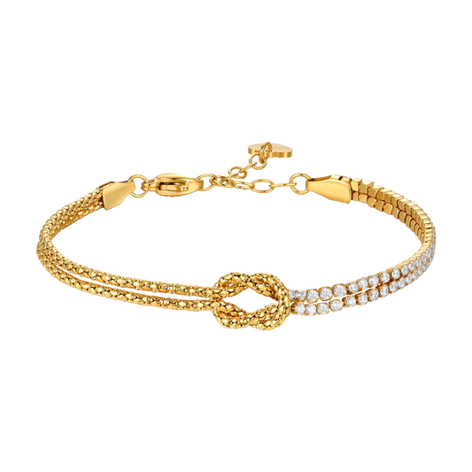 BRACCIALE DONNA IN ACCIAIO IP GOLD CON NODO E ZIRCONI BIANCHI