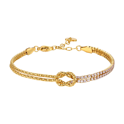 BRACCIALE DONNA IN ACCIAIO IP GOLD CON NODO E ZIRCONI ROSA