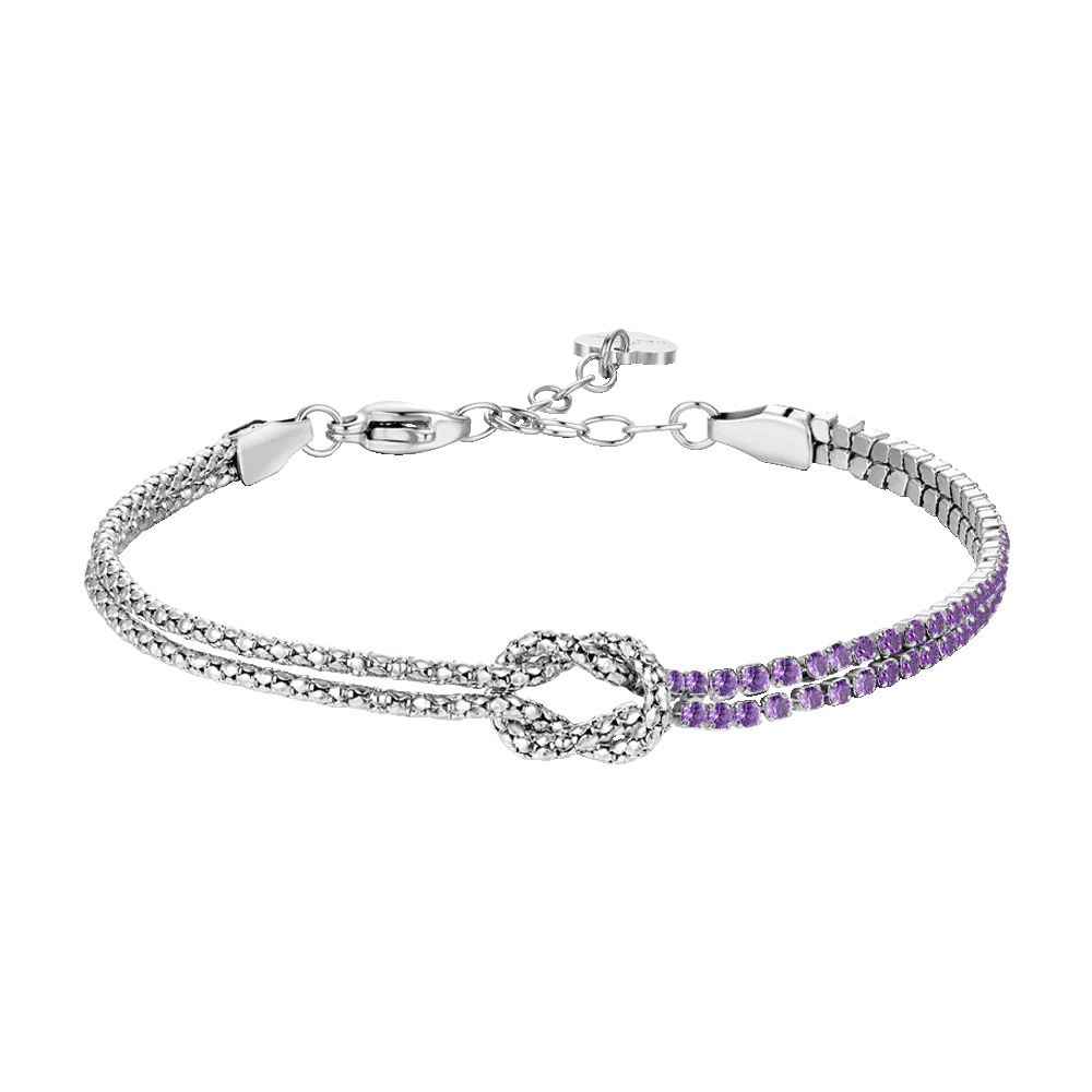 BRACCIALE DONNA IN ACCIAIO CON NODO E ZIRCONI VIOLA