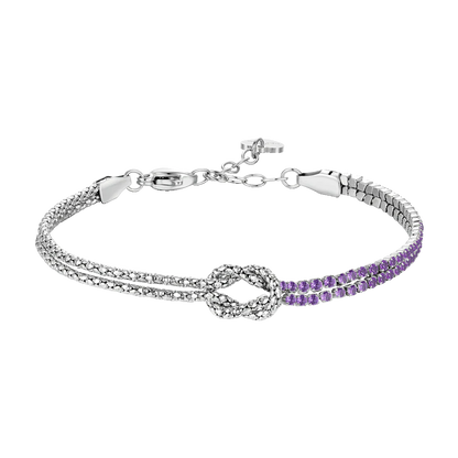 BRACCIALE DONNA IN ACCIAIO CON NODO E ZIRCONI VIOLA
