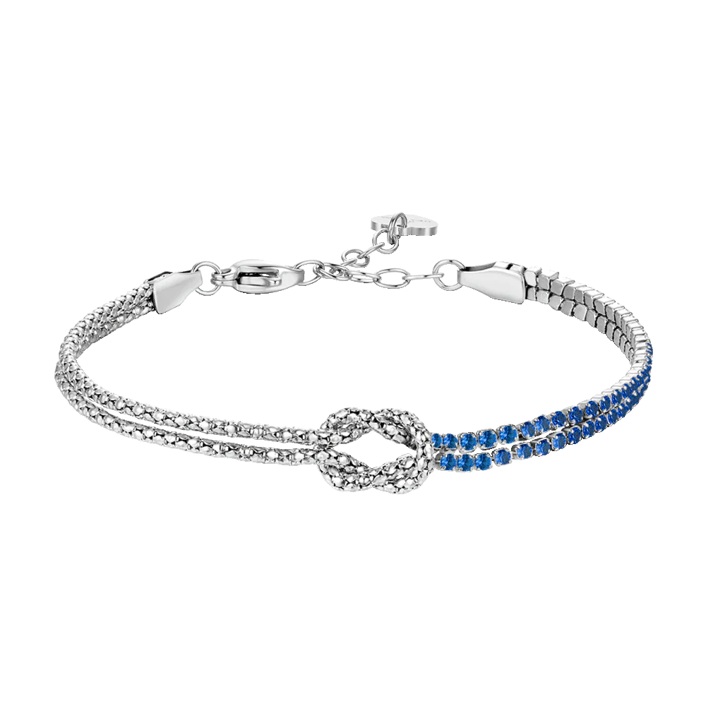 BRACCIALE DONNA IN ACCIAIO CON NODO E ZIRCONI BLU