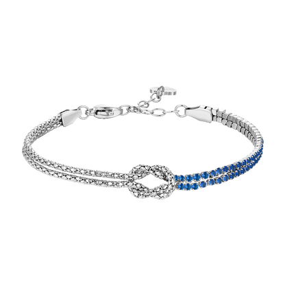 BRACCIALE DONNA IN ACCIAIO CON NODO E ZIRCONI BLU