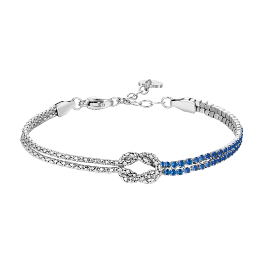 BRACCIALE DONNA IN ACCIAIO CON NODO E ZIRCONI BLU