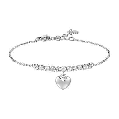 BRACCIALE DONNA IN ACCIAIO CON CUORE E ZIRCONI BIANCHI