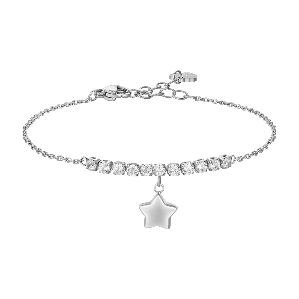 BRACCIALE DONNA IN ACCIAIO CON STELLA E ZIRCONI BIANCHI