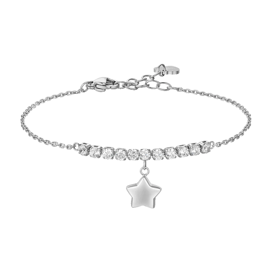 BRACCIALE DONNA IN ACCIAIO CON STELLA E ZIRCONI BIANCHI