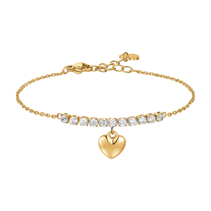 BRACCIALE DONNA IN ACCIAIO IP GOLD CON CUORE E ZIRCONI BIANCHI