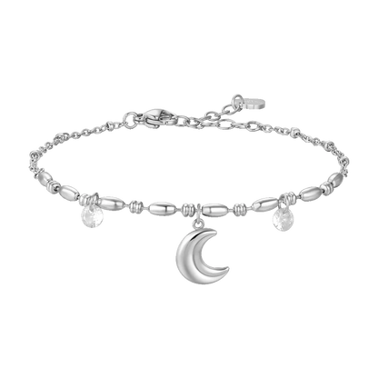 BRACCIALE DONNA IN ACCIAIO CON LUNA E ZIRCONI BIANCHI