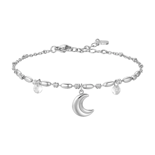 BRACCIALE DONNA IN ACCIAIO CON LUNA E ZIRCONI BIANCHI