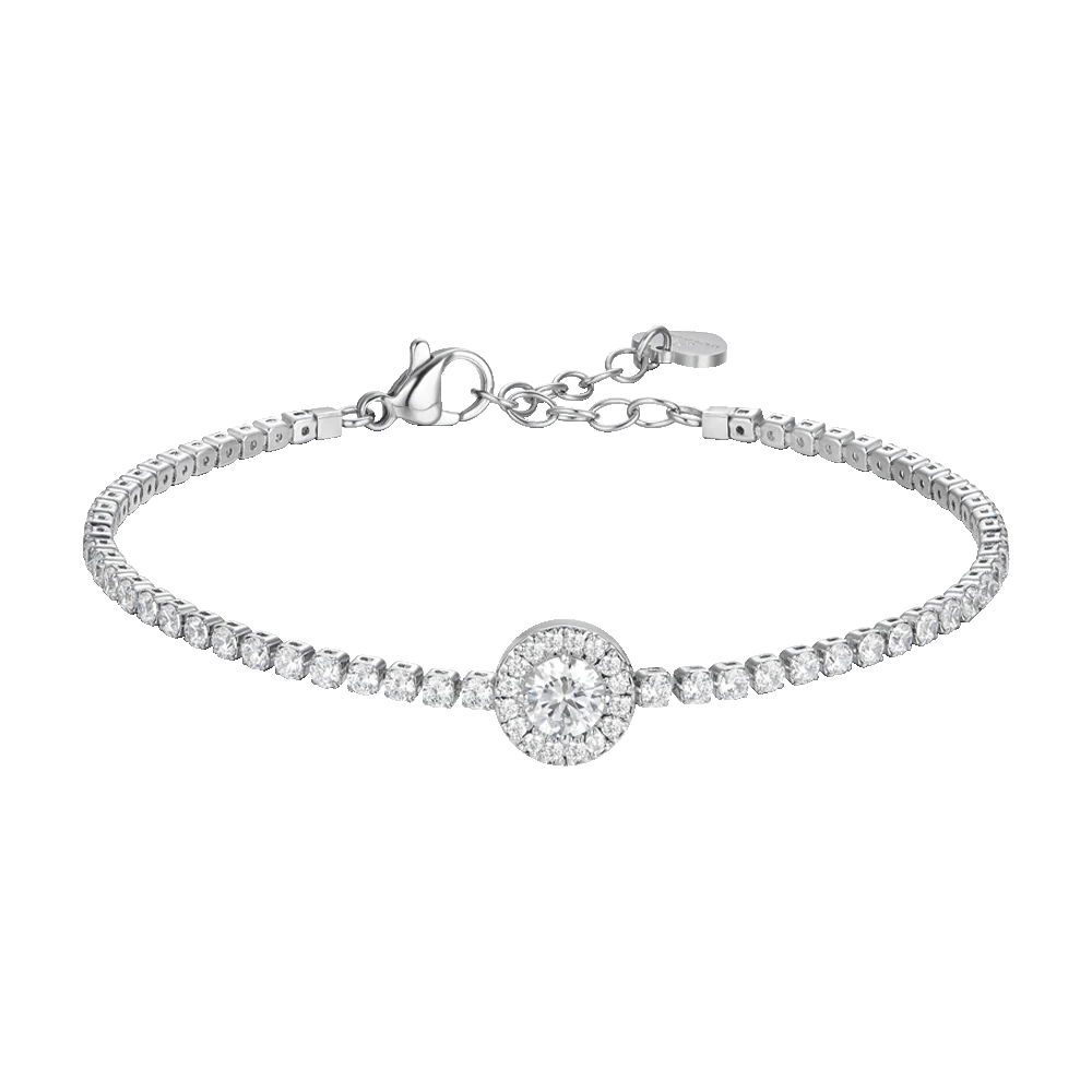 BRACCIALE TENNIS DONNA IN ACCIAIO CON ELEMENTO CON ZIRCONI BIANCHI
