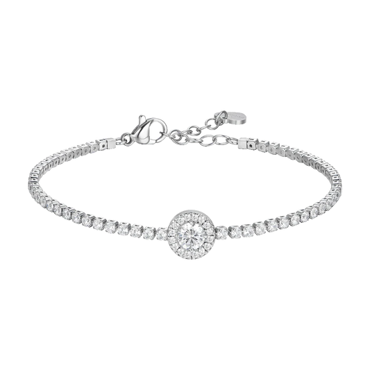 BRACCIALE TENNIS DONNA IN ACCIAIO CON ELEMENTO CON ZIRCONI BIANCHI
