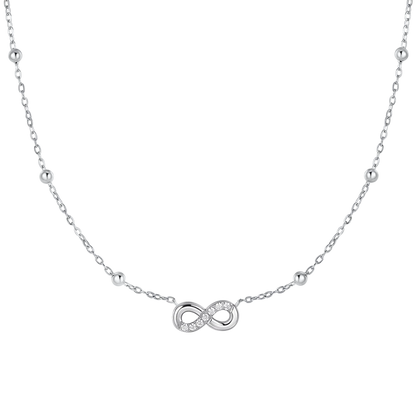 COLLANA DONNA IN ACCIAIO CON INFINITO E PUNTI LUCE DI ZIRCONE BIANCO