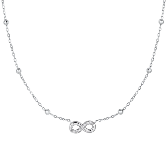 COLLANA DONNA IN ACCIAIO CON INFINITO E PUNTI LUCE DI ZIRCONE BIANCO