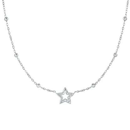 COLLANA DONNA IN ACCIAIO CON STELLA E PUNTI LUCE IN ZIRCONE BIANCO