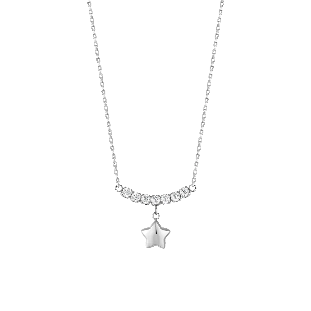 COLLANA DONNA IN ACCIAIO CON STELLA E ZIRCONI BIANCHI