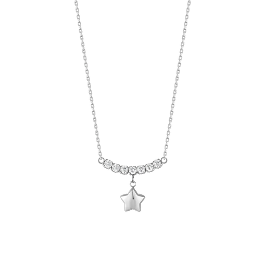 COLLANA DONNA IN ACCIAIO CON STELLA E ZIRCONI BIANCHI