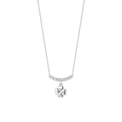 COLLANA DONNA IN ACCIAIO CON QUADRIFOGLIO E ZIRCONI BIANCHI
