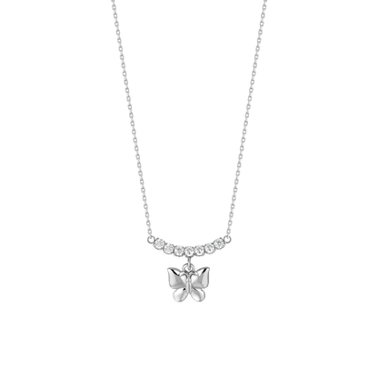 COLLANA DONNA IN ACCIAIO CON FARFALLA E ZIRCONI BIANCHI