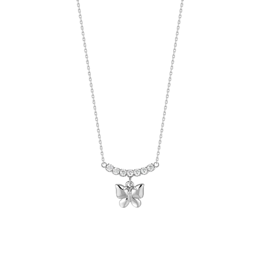 COLLANA DONNA IN ACCIAIO CON FARFALLA E ZIRCONI BIANCHI