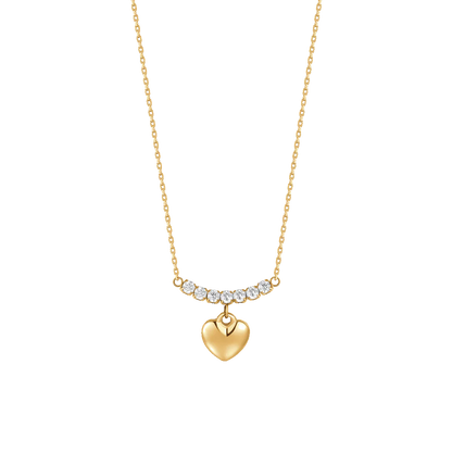 COLLANA DONNA IN ACCIAIO IP GOLD CON CUORE E ZIRCONI BIANCHI