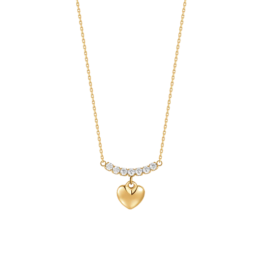 COLLANA DONNA IN ACCIAIO IP GOLD CON CUORE E ZIRCONI BIANCHI