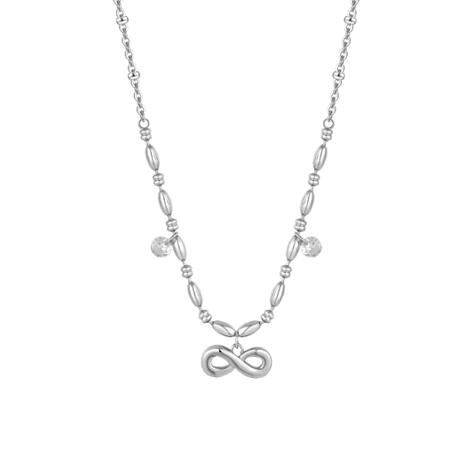 COLLANA DONNA IN ACCIAIO CON INFINITO E ZIRCONI BIANCHI