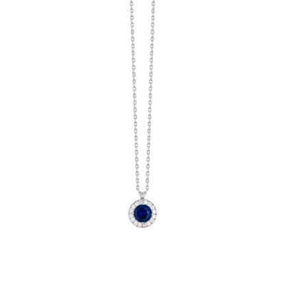 COLLANA DONNA IN ACCIAIO CON ELEMENTO CON ZIRCONI BLU E BIANCHI