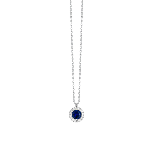 COLLANA DONNA IN ACCIAIO CON ELEMENTO CON ZIRCONI BLU E BIANCHI