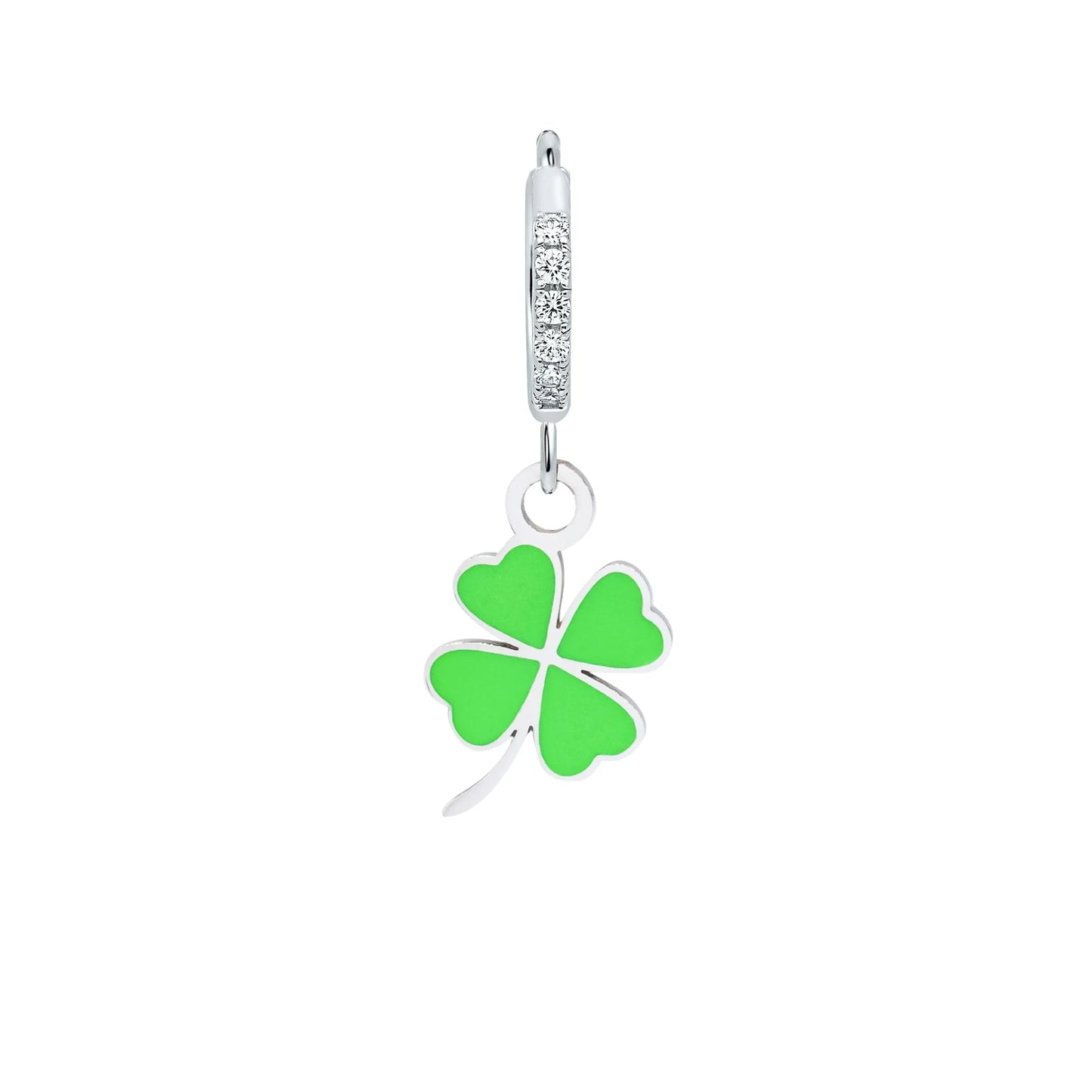 Orecchini anelle “Coccinella e quadrifoglio della fortuna”