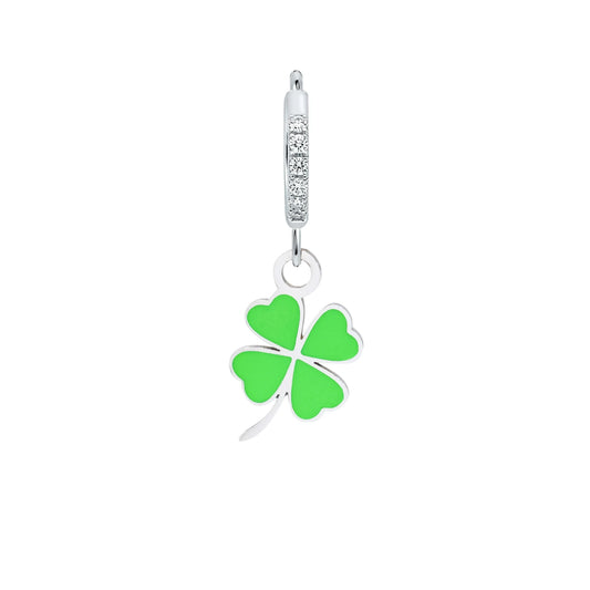 Orecchini anelle “Coccinella e quadrifoglio della fortuna”