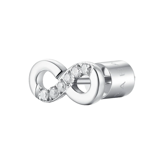 MONO ORECCHINO DONNA IN ACCIAIO CON INFINITO CON PUNTI LUCE ZIRCONE BIANCO