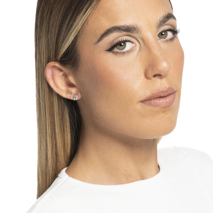 MONO ORECCHINO DONNA IN ACCIAIO CON STELLA CON PUNTI LUCE ZIRCONE BIANCO