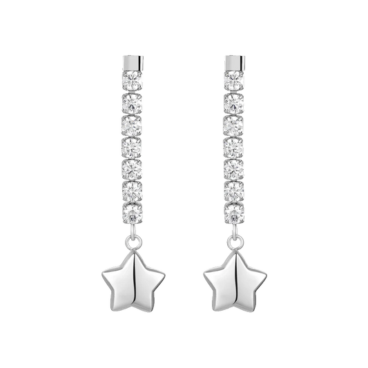 ORECCHINI DONNA IN ACCIAIO CON STELLA E ZIRCONI BIANCHI