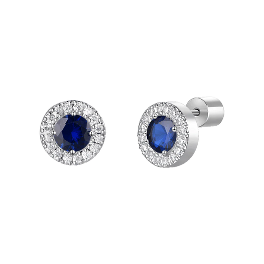 ORECCHINI DONNA IN ACCIAIO CON ELEMENTI CON ZIRCONI BLU E BIANCHI