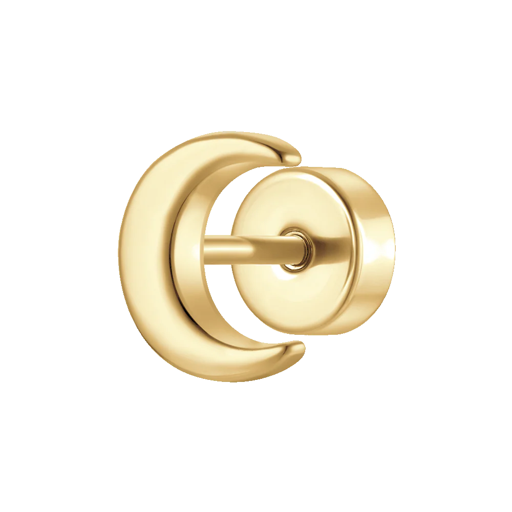 PIERCING ORECCHIO DONNA IN ACCIAIO FORMA LUNA COLORE ORO