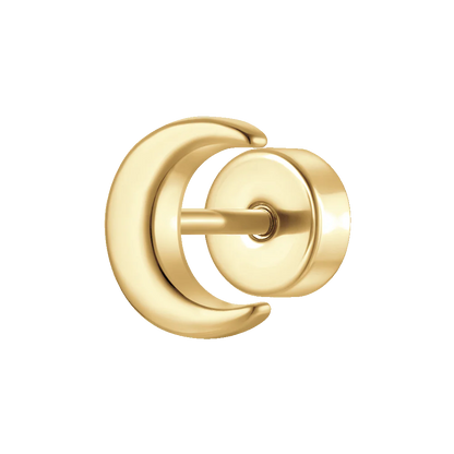 PIERCING ORECCHIO DONNA IN ACCIAIO FORMA LUNA COLORE ORO