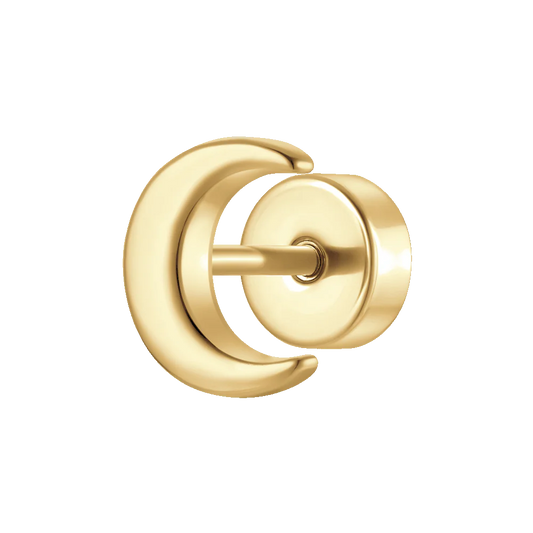 PIERCING ORECCHIO DONNA IN ACCIAIO FORMA LUNA COLORE ORO
