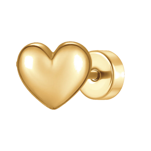 PIERCING ORECCHIO DONNA IN ACCIAIO FORMA CUORE COLORE ORO