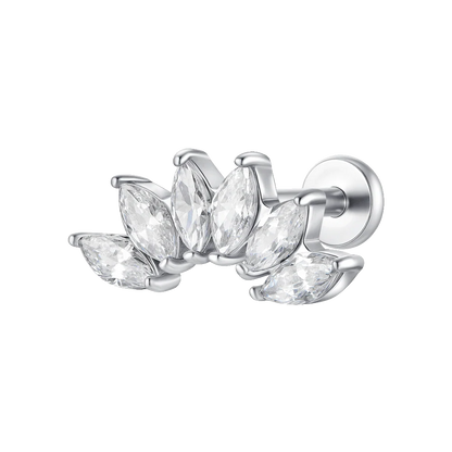 PIERCING ORECCHIO DONNA IN ACCIAIO VENTAGLIO ZIRCONI BIANCHI