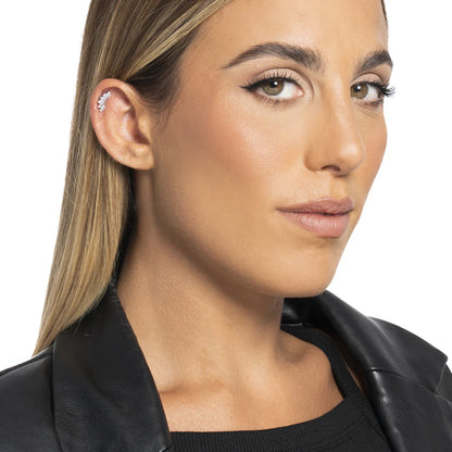 PIERCING ORECCHIO DONNA IN ACCIAIO VENTAGLIO ZIRCONI BIANCHI