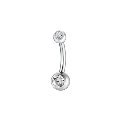 PIERCING OMBELICO DONNA IN ACCIAIO CON SFERA E ZIRCONE BIANCO