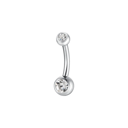 PIERCING OMBELICO DONNA IN ACCIAIO CON SFERA E ZIRCONE BIANCO