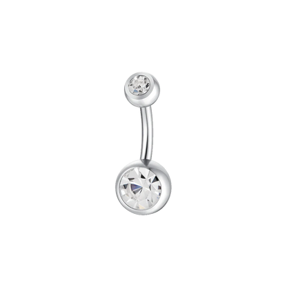 PIERCING OMBELICO DONNA IN ACCIAIO CON SFERICA ZIRCONI BIANCHI